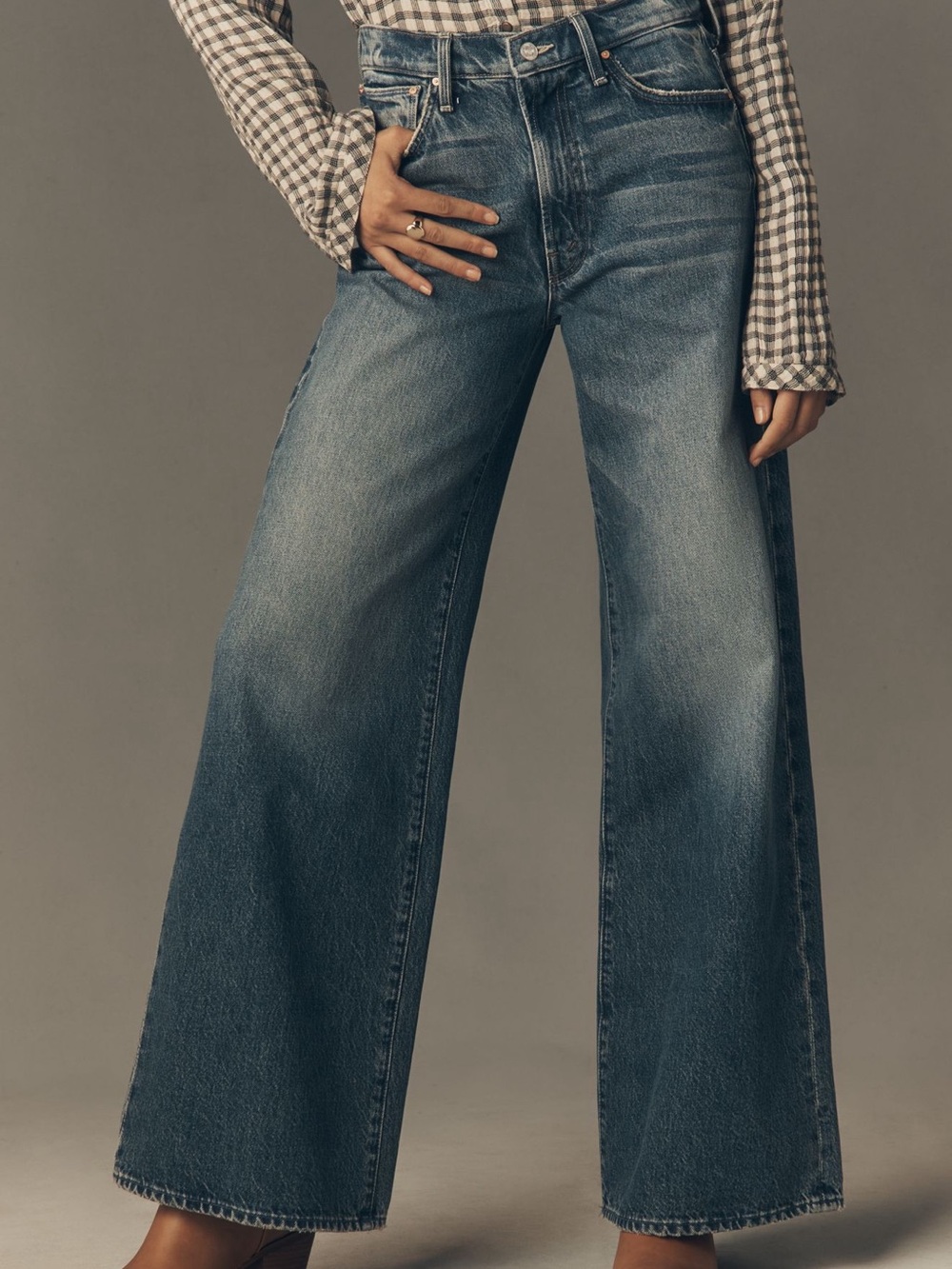 Anthropologie MOTHER The Ditcher Roller High Rise Wide Leg Jeans EUC Size 30 - Picture 2 of 12